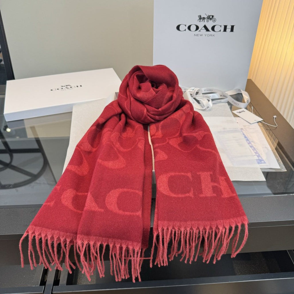 Coach C Motif Fringed Scarf — front