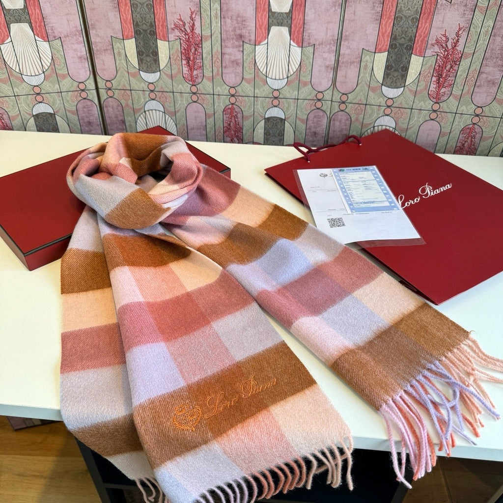 Loro Piana Plaid Fringe Scarf — front