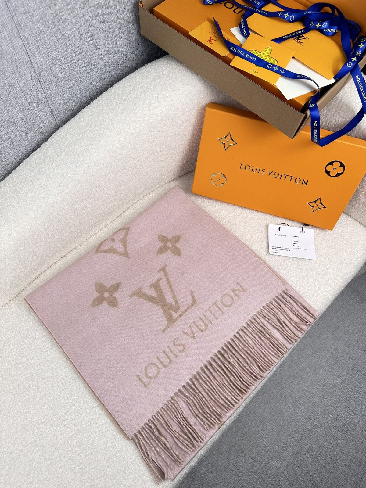 Louis Vuitton Reversible Monogram Fringe Scarf — front