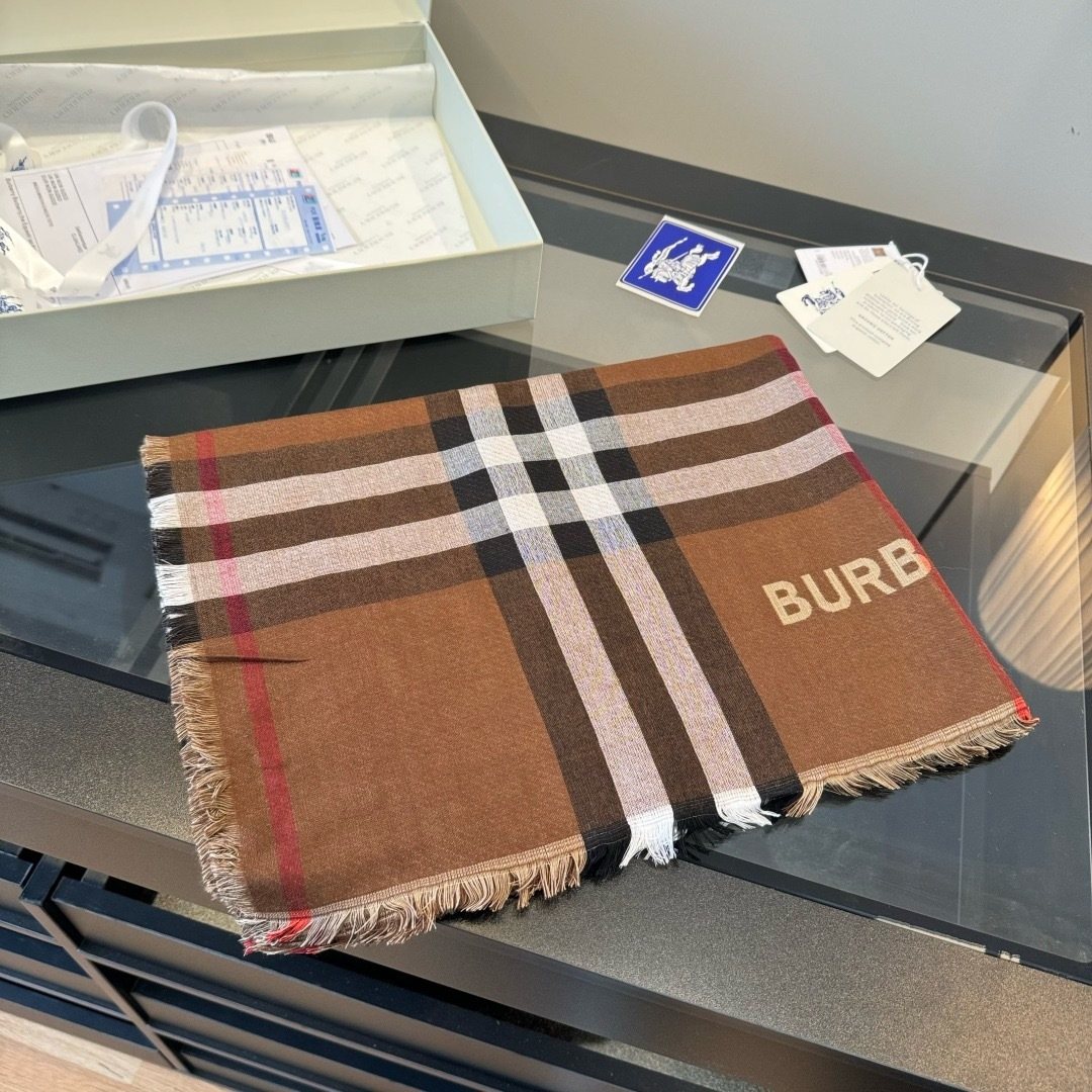 Burberry Charcoal Gray Plaid Scarf — front